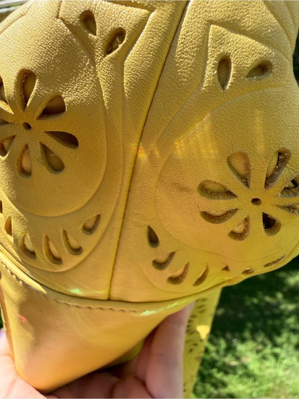 Coach 2013 Ashley Lace Eyelet Leather Carryall Yellow F21883